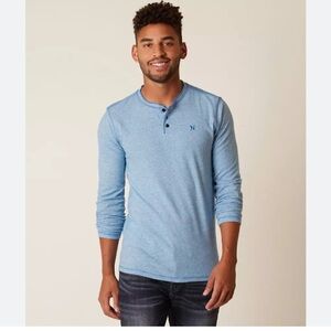 Buckle Hurley Lowdown Thermal Henley Blue Long Sleeve Shirt Blue Small